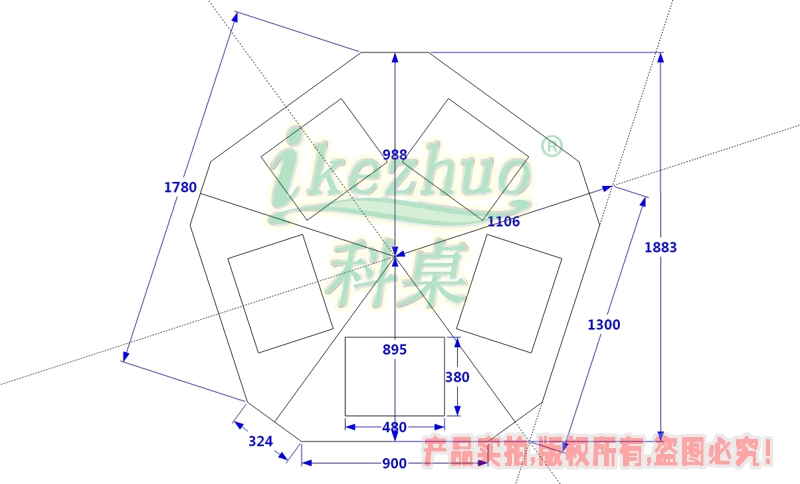 科桌家具,五边形翻转电脑桌009.jpg