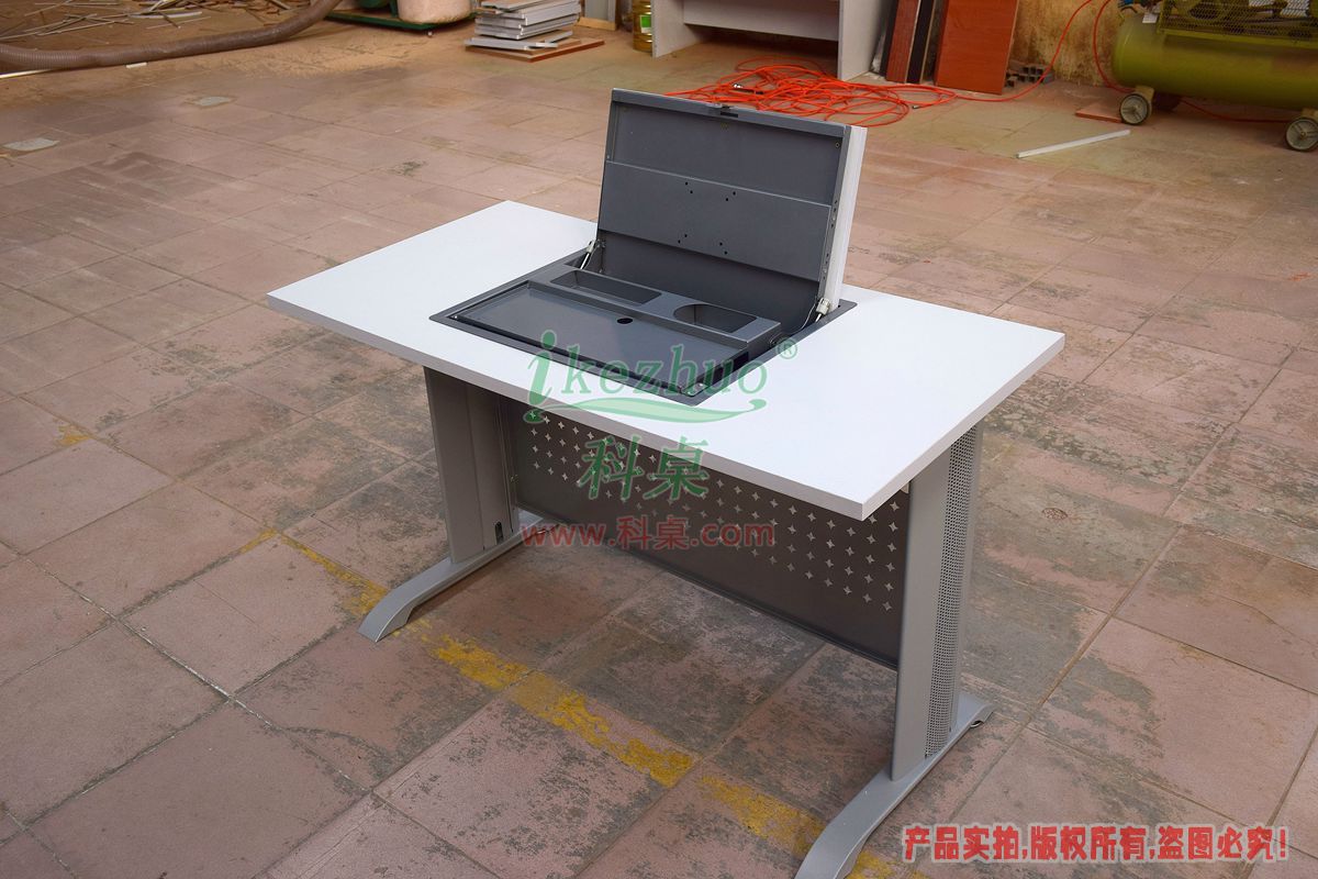 科桌家具,翻转电脑桌,单人金属脚架手动箱体翻转电脑桌K12-B.jpg
